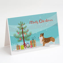 Load image into Gallery viewer, Corgi Merry Christmas Tree Greeting Cards -  Blank Note Cards – 8-Pack of Artist-Designed Cards with Envelopes