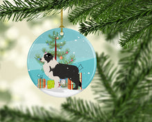 Load image into Gallery viewer, Black Border Collie Merry Christmas Tree Ornament - Round Ceramic Ornament – Artist-Designed Keepsake Decoration BB2941CO1