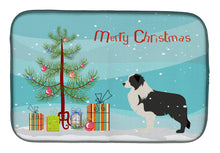 Load image into Gallery viewer, Black Border Collie Merry Christmas Tree Dish Drying Mat – Absorbent, Artistic Kitchen Essentials BB2941DDM