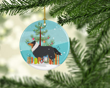 Load image into Gallery viewer, Sheltie/Shetland Sheepdog Merry Christmas Tree Ornament - Round Ceramic Ornament – Artist-Designed Keepsake Decoration BB2948CO1