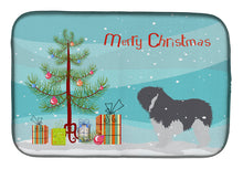 Load image into Gallery viewer, Polish Lowland Sheepdog Dog Merry Christmas Tree Dish Drying Mat – Absorbent, Artistic Kitchen Essentials BB2950DDM