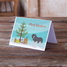 Load image into Gallery viewer, Polish Lowland Sheepdog Dog Merry Christmas Tree Greeting Cards -  Blank Note Cards – 8-Pack of Artist-Designed Cards with Envelopes