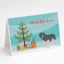 Load image into Gallery viewer, Polish Lowland Sheepdog Dog Merry Christmas Tree Greeting Cards -  Blank Note Cards – 8-Pack of Artist-Designed Cards with Envelopes