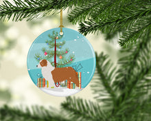 Load image into Gallery viewer, Australian Shepherd Dog Merry Christmas Tree Ornament - Round Ceramic Ornament – Artist-Designed Keepsake Decoration BB2951CO1