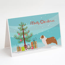 Load image into Gallery viewer, Australian Shepherd Dog Merry Christmas Tree Greeting Cards -  Blank Note Cards – 8-Pack of Artist-Designed Cards with Envelopes