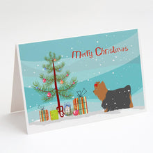 Load image into Gallery viewer, Yorkshire Terrier Yorkie Merry Christmas Tree Greeting Cards -  Blank Note Cards – 8-Pack of Artist-Designed Cards with Envelopes