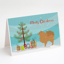 Load image into Gallery viewer, Pomeranian Merry Christmas Tree Greeting Cards -  Blank Note Cards – 8-Pack of Artist-Designed Cards with Envelopes