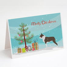 Load image into Gallery viewer, Boston Terrier Merry Christmas Tree Greeting Cards -  Blank Note Cards – 8-Pack of Artist-Designed Cards with Envelopes