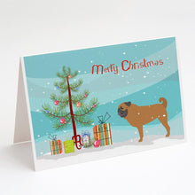 Load image into Gallery viewer, Pug Merry Christmas Tree Greeting Cards -  Blank Note Cards – 8-Pack of Artist-Designed Cards with Envelopes