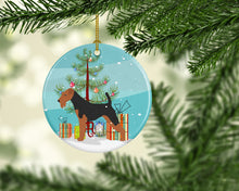 Load image into Gallery viewer, Airedale Terrier Merry Christmas Tree Ornament - Round Ceramic Ornament – Artist-Designed Keepsake Decoration BB2975CO1
