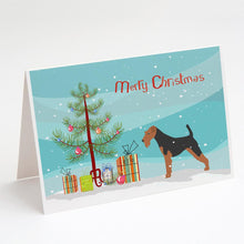 Load image into Gallery viewer, Airedale Terrier Merry Christmas Tree Greeting Cards -  Blank Note Cards – 8-Pack of Artist-Designed Cards with Envelopes