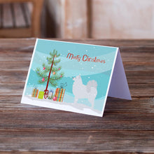 Load image into Gallery viewer, Samoyed Merry Christmas Tree Greeting Cards -  Blank Note Cards – 8-Pack of Artist-Designed Cards with Envelopes