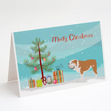 Load image into Gallery viewer, English Bulldog Merry Christmas Tree Greeting Cards -  Blank Note Cards – 8-Pack of Artist-Designed Cards with Envelopes