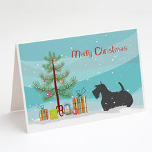 Load image into Gallery viewer, Scottish Terrier Merry Christmas Tree Greeting Cards -  Blank Note Cards – 8-Pack of Artist-Designed Cards with Envelopes