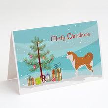 Load image into Gallery viewer, Akita Merry Christmas Tree Greeting Cards -  Blank Note Cards – 8-Pack of Artist-Designed Cards with Envelopes