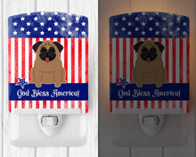 Load image into Gallery viewer, Patriotic USA Pug Brown Ceramic Night Light BB3000CNL