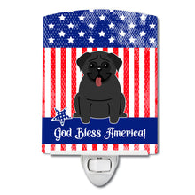 Load image into Gallery viewer, Patriotic USA Pug Black Ceramic Night Light BB3001CNL