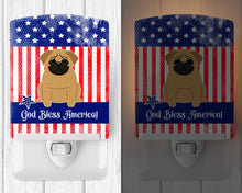 Load image into Gallery viewer, Patriotic USA Pug Brown Ceramic Night Light BB3002CNL