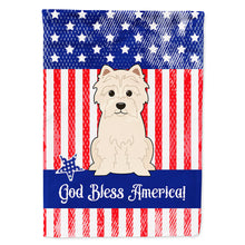 Load image into Gallery viewer, Patriotic USA Westie Flag Canvas House Size BB3037CHF