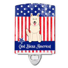 Load image into Gallery viewer, Patriotic USA White German Shepherd Ceramic Night Light BB3040CNL