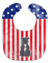 Load image into Gallery viewer, Patriotic USA Staffordshire Bull Terrier Blue Baby Bib BB3041BIB