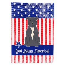 Load image into Gallery viewer, Patriotic USA Staffordshire Bull Terrier Blue Flag Canvas House Size BB3041CHF