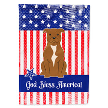 Load image into Gallery viewer, Patriotic USA Staffordshire Bull Terrier Brown Flag Canvas House Size BB3042CHF