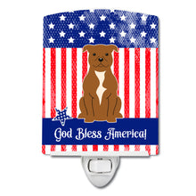 Load image into Gallery viewer, Patriotic USA Staffordshire Bull Terrier Brown Ceramic Night Light BB3042CNL