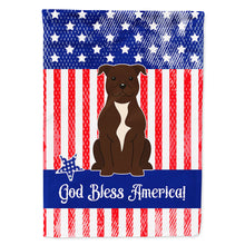 Load image into Gallery viewer, Patriotic USA Staffordshire Bull Terrier Chocolate Flag Canvas House Size