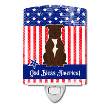 Load image into Gallery viewer, Patriotic USA Staffordshire Bull Terrier Chocolate Ceramic Night Light BB3043CNL