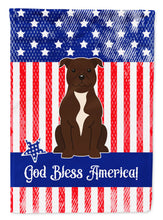 Load image into Gallery viewer, Patriotic USA Staffordshire Bull Terrier Chocolate Garden Flag - Outdoor Decorative Yard Flag BB3043GF