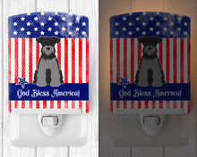 Load image into Gallery viewer, Patriotic USA Miniature Schanuzer Black Silver Ceramic Night Light BB3047CNL