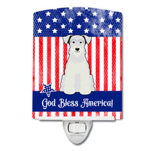 Load image into Gallery viewer, Patriotic USA Miniature Schanuzer White Ceramic Night Light BB3048CNL