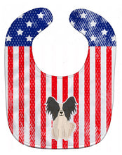 Load image into Gallery viewer, Patriotic USA Papillon Black White Baby Bib BB3071BIB