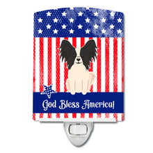 Load image into Gallery viewer, Patriotic USA Papillon Black White Ceramic Night Light BB3071CNL