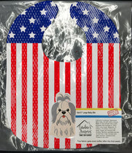 Load image into Gallery viewer, Patriotic USA Shih Tzu Silver White Baby Bib BB3080BIB
