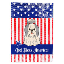 Load image into Gallery viewer, Patriotic USA Shih Tzu Silver White Flag Canvas House Size BB3080CHF