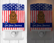 Load image into Gallery viewer, Patriotic USA Shih Tzu Silver Chocolate Ceramic Night Light BB3081CNL