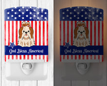 Load image into Gallery viewer, Patriotic USA Shih Tzu Red White Ceramic Night Light BB3082CNL