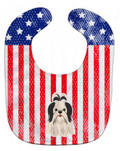 Load image into Gallery viewer, Patriotic USA Shih Tzu Black White Baby Bib BB3083BIB