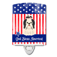 Load image into Gallery viewer, Patriotic USA Shih Tzu Black White Ceramic Night Light BB3083CNL