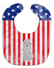 Load image into Gallery viewer, Patriotic USA Bedlington Terrier Blue Baby Bib BB3085BIB