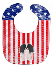 Load image into Gallery viewer, Patriotic USA Pekingnese Black White Baby Bib BB3100BIB