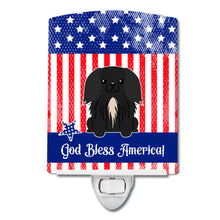 Load image into Gallery viewer, Patriotic USA Pekingnese Black Ceramic Night Light BB3102CNL