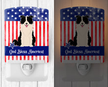 Load image into Gallery viewer, Patriotic USA Border Collie Black White Ceramic Night Light BB3113CNL