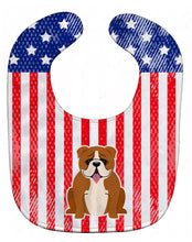 Load image into Gallery viewer, Patriotic USA English Bulldog Red White Baby Bib BB3115BIB