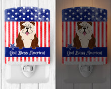 Load image into Gallery viewer, Patriotic USA English Bulldog Brindle White Ceramic Night Light BB3116CNL