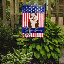 Load image into Gallery viewer, Patriotic USA English Bulldog Brindle White Garden Flag - Outdoor Decorative Yard Flag