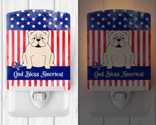 Load image into Gallery viewer, Patriotic USA English Bulldog White Ceramic Night Light BB3118CNL
