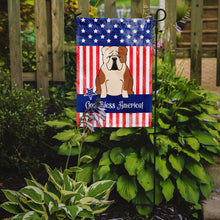 Load image into Gallery viewer, Patriotic USA English Bulldog Fawn White Garden Flag - Outdoor Decorative Yard Flag